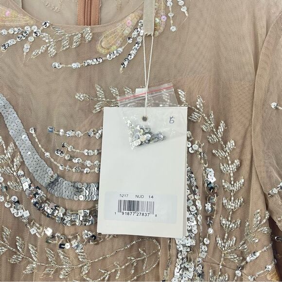 Mac Duggal 5217 Plus Size 14 Embellished Illusion Formal Evening Gown, Nude - Picture 5 of 16